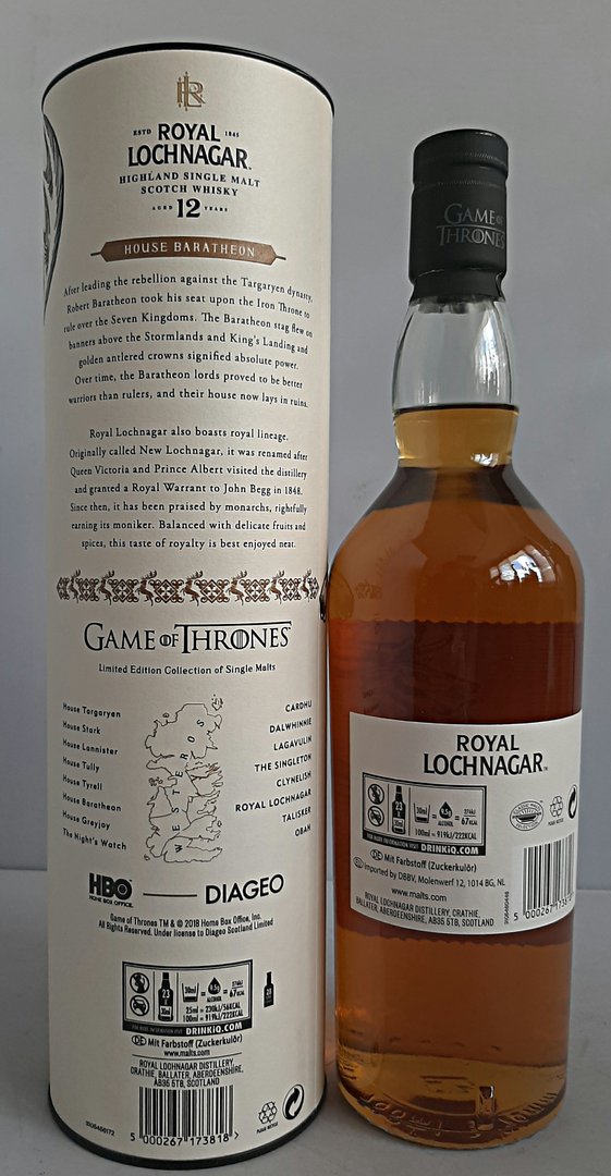 GAME OF THRONES BARATHEON Royal Lochnagar Whisky