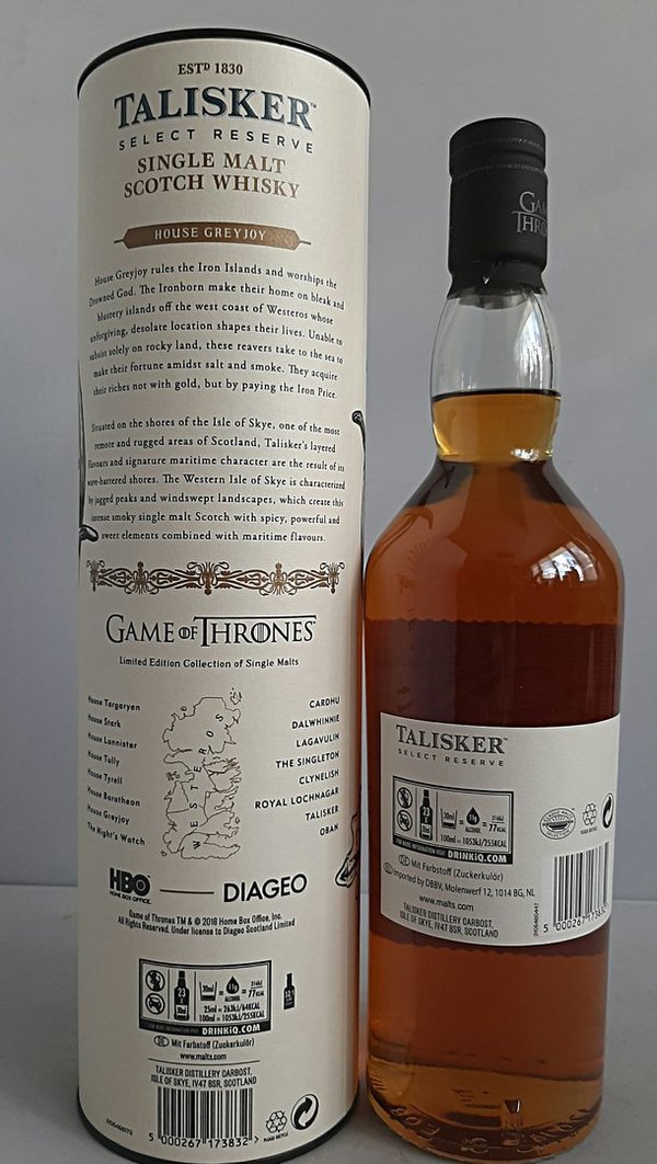 GAME OF THRONES HOUSE GREY JOY TALISKER Whisky LIMITED EDITION
