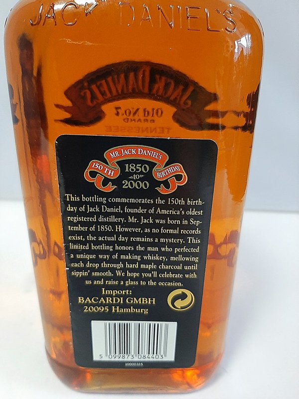 Jack Daniels 150th Birthday 1850 - 2000 Whiskey 1 Liter