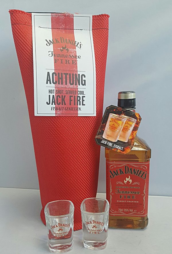 JACK DANIEL'S Fire im Feuerwehrschlauch und 2 Gläsern
